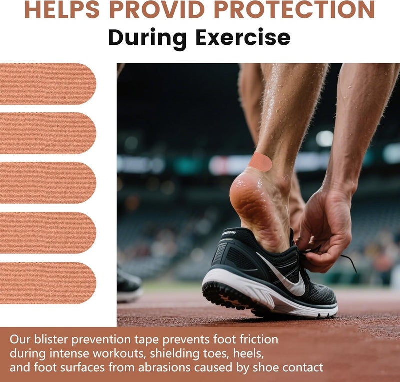 NUITPY 100 PCS Blister Prevention Tape, 1.2in x 3.5in Blister Tape, Precut Blister Bandages for Toes, Heels, Foot Surfaces, Fingers - Skin Color - Image 4